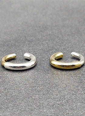 Musa Singing男士日系简约925银黄铜拼色复古圆环潮人休闲耳夹