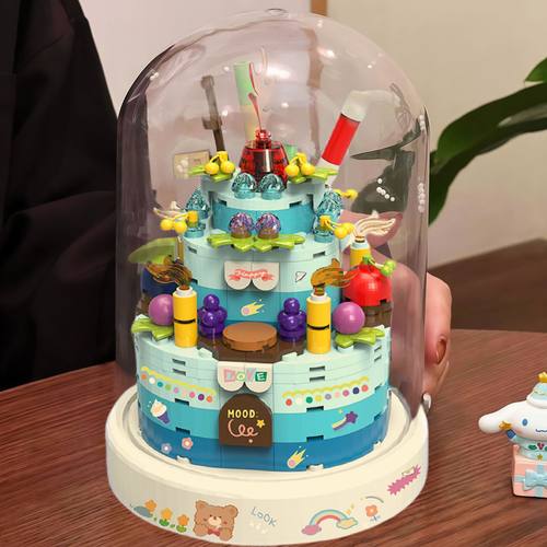 生日蛋糕积木八音盒积木生日礼物
