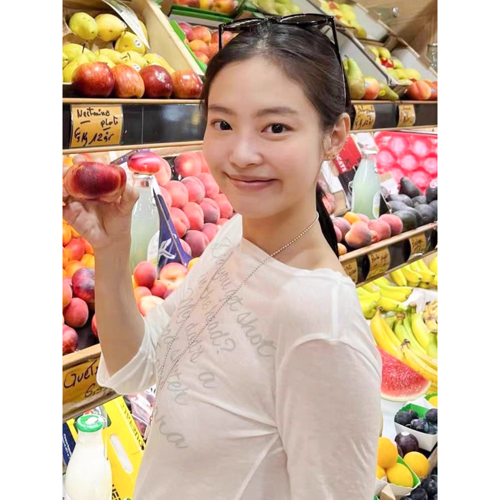 韩国gila archive印花t恤长袖打底衫jennie金智妮同款女