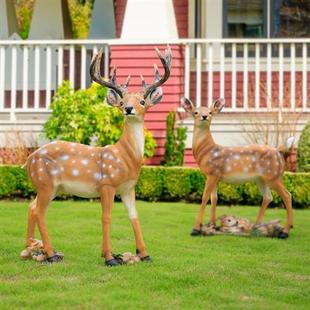 仿真梅花鹿摆件动物玻璃钢花园家居饰品公园田园庭院草坪雕塑模型