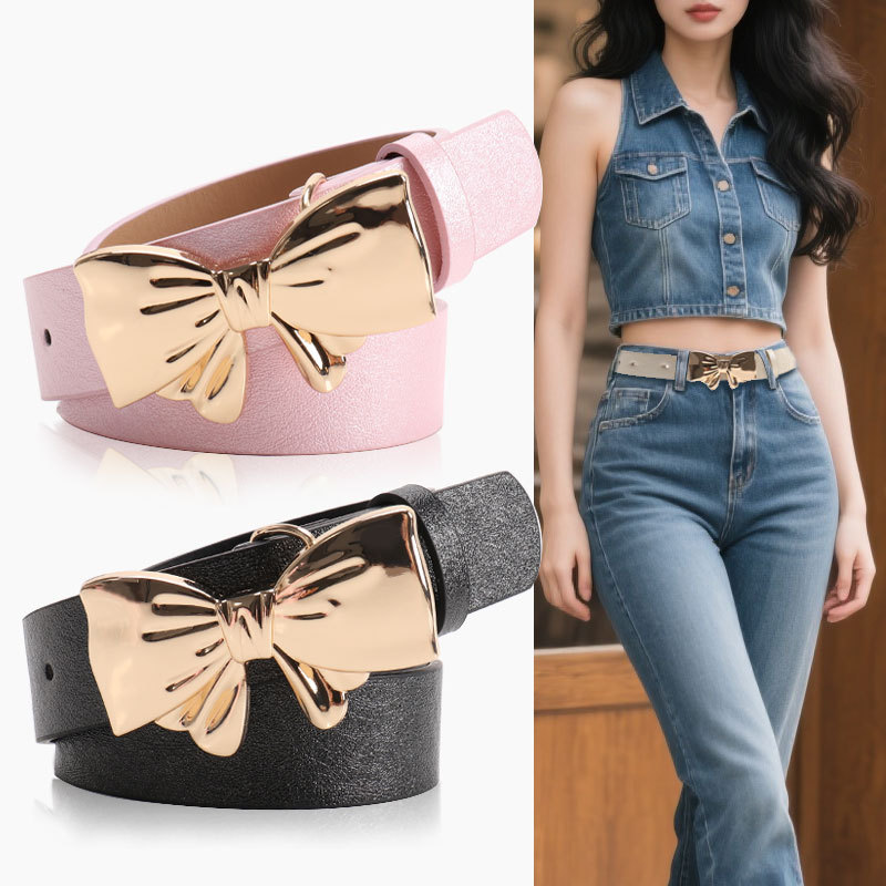 New women Korean version shiny PU leather high-end feel belt