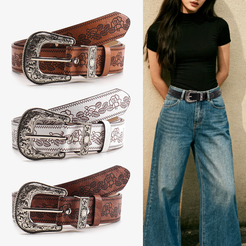 American spicy girl millennium style retro embossed belt