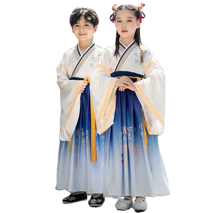 幼儿童古装汉服男童男孩晋宋朝古代诗人陶渊明诗词朗诵表演出服装