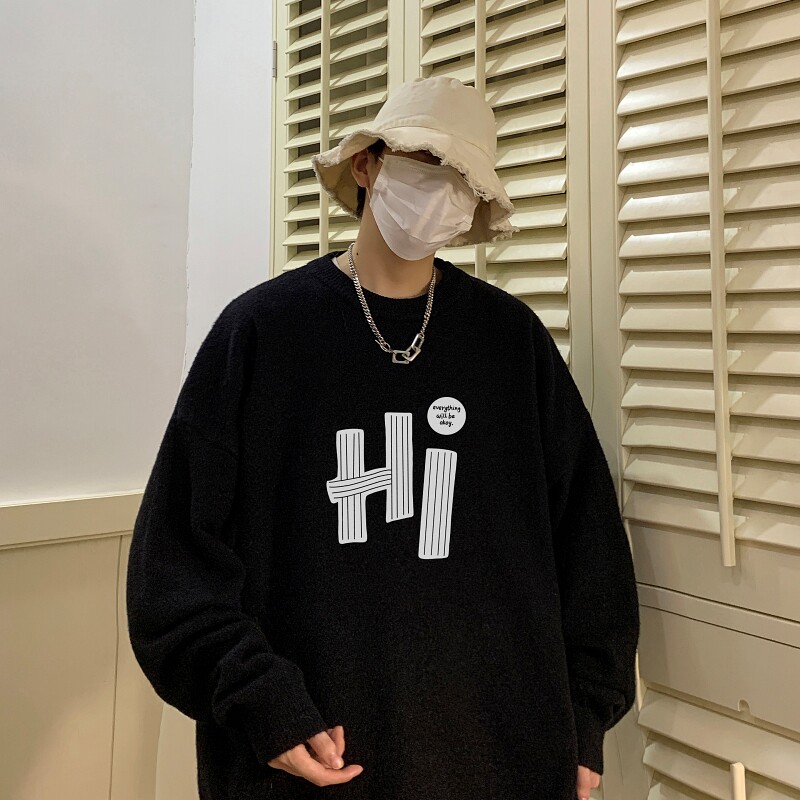 MD7357P45男生秋冬宽松毛衣外套男士潮流休闲针织衫圆领毛衣上衣,男装针织衫/毛衣,星座510A-6