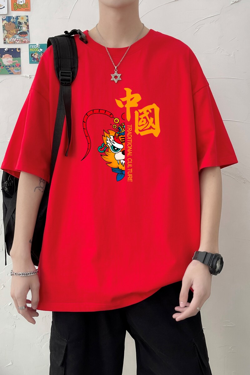 T3255P25春夏新款2022男士宽松T恤港风落肩纯棉男T短袖T恤加大男T,男装T恤,星座510A-6