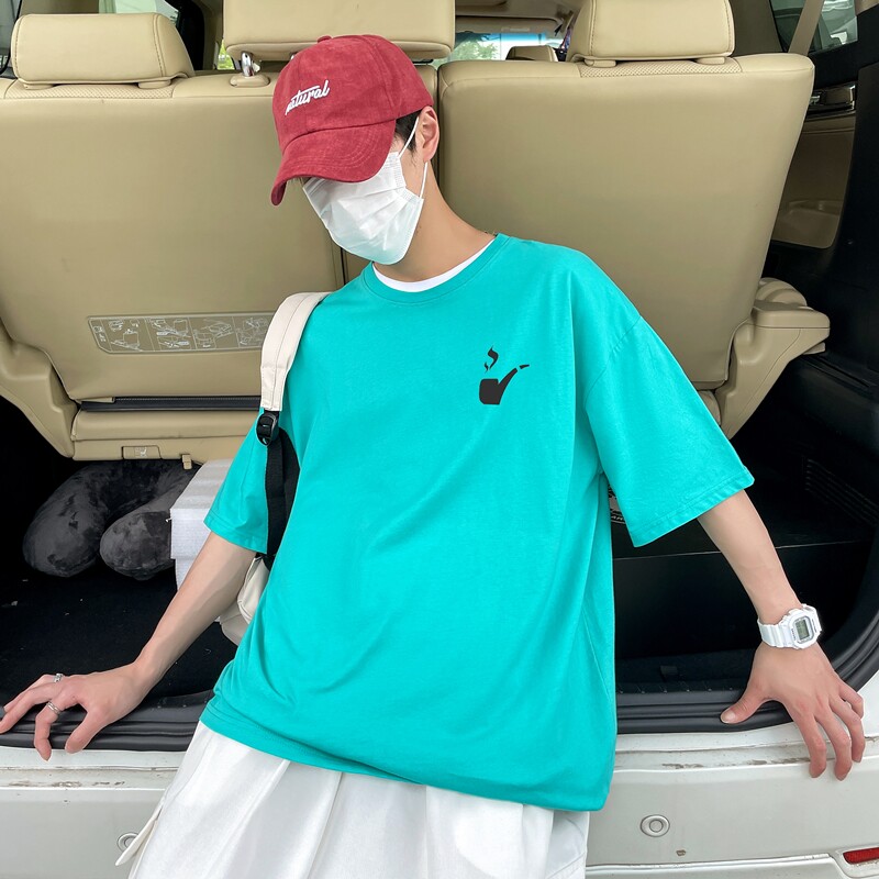 D2122P18 港风室外纯多色全棉夏季新款时尚印花大码短袖情侣款T恤图片