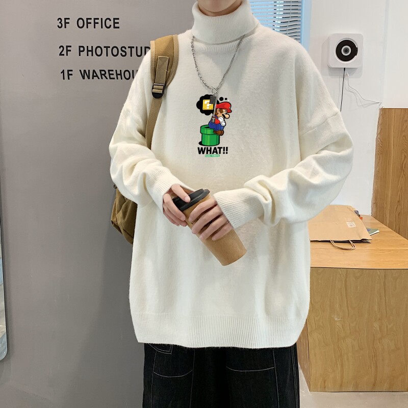 MG2981P65港风新款男生宽松长袖毛衣高领休闲线衣潮流休闲针织衫,男装针织衫/毛衣,星座510A-6
