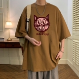 T6470P25夏2023落肩款宽松棉T男士T恤港风印花纯棉短T，男装T恤，星座510A-6