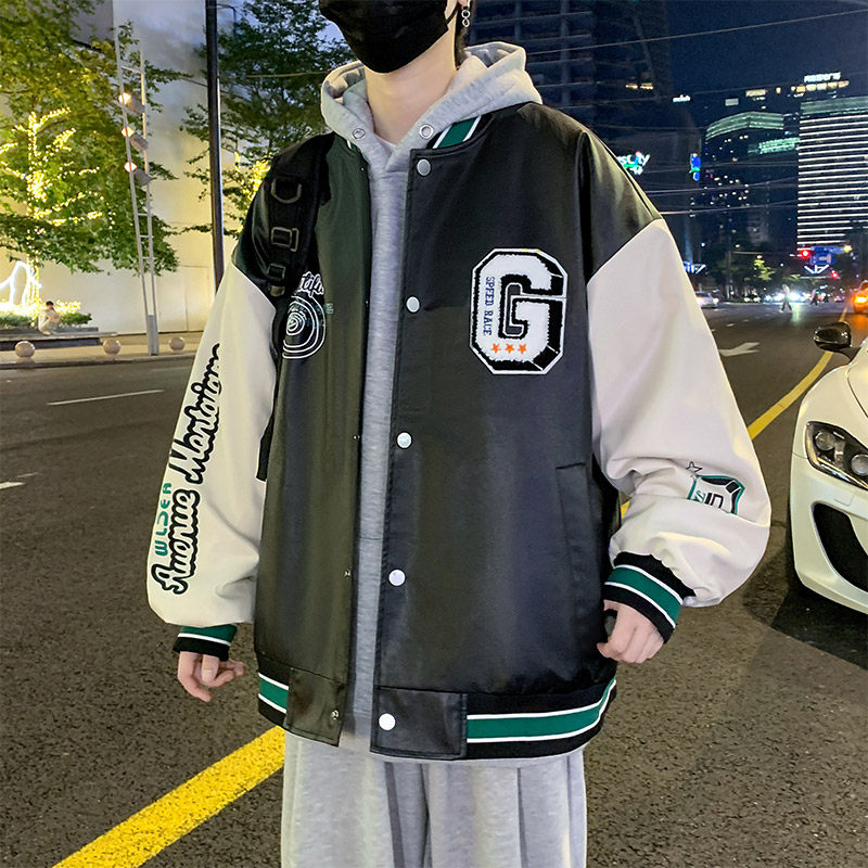 JK5219P105港风宽松夹克流行长袖外套流行男装休闲印花连帽夹克图片