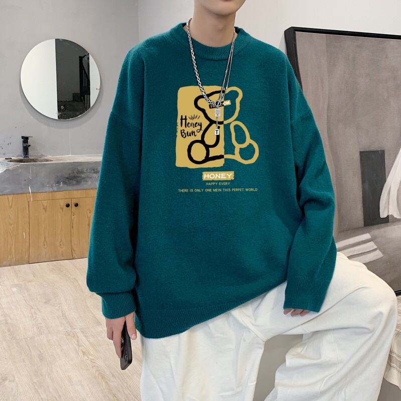 MD2697P55男生秋季宽松毛衣外套男士潮流休闲针织衫圆领毛衣上衣,男装针织衫/毛衣,星座510A-6