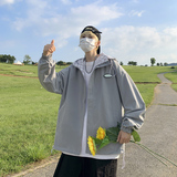 JK5415P75棋盘格双面穿外套男士早秋薄款宽松百搭夹克秋季连帽，男装夹克，星座510A-6