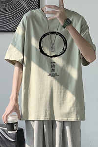 T1918P25港风室内新款半袖宽松圆领印花t恤情侣装潮牌男士夏季t恤图片