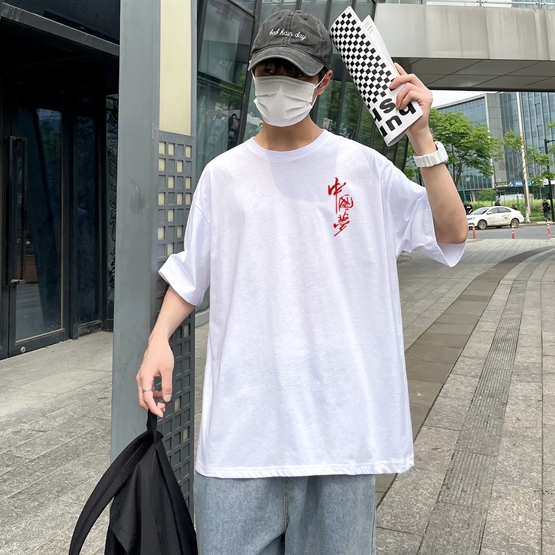 D2123P18 港风室外纯多色全棉夏季新款时尚印花大码短袖情侣款T恤图片