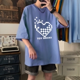 T3347P25春夏新款2022男士宽松T恤港风落肩纯棉男T短袖T恤加大男T，男装T恤，星座510A-6