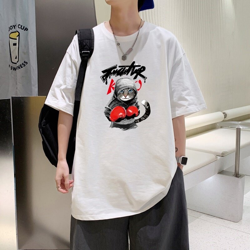 T3478P25新落肩纯棉T短袖字母卡通印花T恤2022男宽松圆领T恤港风,男装T恤,星座510A-6