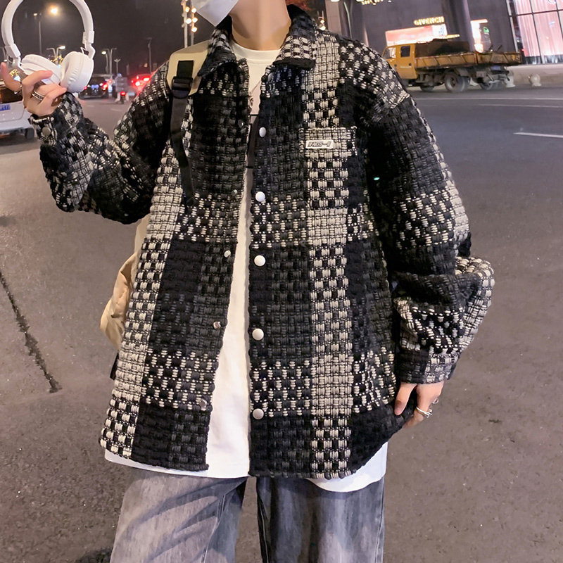 JK5395P85NK小香风格子外套男ins潮流春秋痞帅炸街设计感复古宽松,男装夹克,星座510A-6