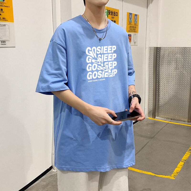 T3341P25港风落肩纯棉男T短袖潮趣印花T恤春夏新款2022男宽松T恤,男装T恤,星座510A-6