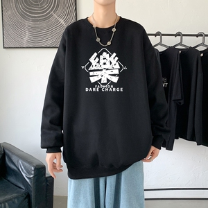 Y2450P38秋季新款港风印花圆领卫衣男潮宽松帅气百搭休闲外套图片