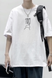 D2170P20港风室内纯棉男短袖港风净版小标印花宽松休闲情侣装T恤，男装T恤，星座510A-6
