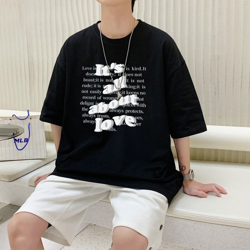 T3486P25短袖潮趣印花T恤春夏英文男宽松T恤港风落肩纯棉男T,男装T恤,星座510A-6