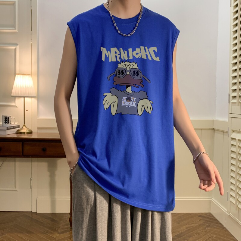 TW6636P25夏季男士t恤坎肩背心篮球宽松无袖纯棉潮牌个性潮流运动,男装背心/马甲,星座510A-6