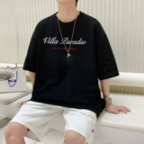 T3342P25港风落肩纯棉男T短袖潮趣印花T恤春夏新款2022男宽松T恤，男装T恤，星座510A-6