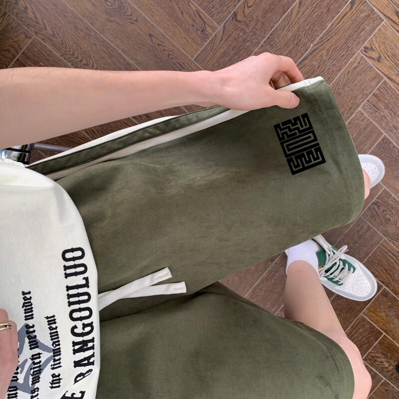 DK6573P40控58鹿皮绒短裤侧缝拼色宽松休闲短裤抖音直播品质,男装休闲裤,星座510A-6