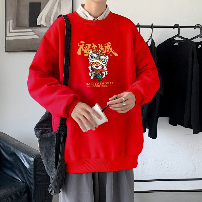 Y3256P45港风模特秋新款港风ins外套学生男卫衣圆领套头印花卫衣图片