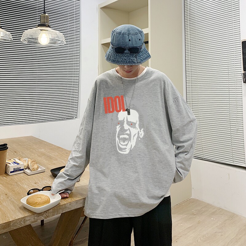 TC5186P30纯棉长袖t恤男春秋季内搭打底衫ins潮流宽松韩版情侣体,男装T恤,星座510A-6
