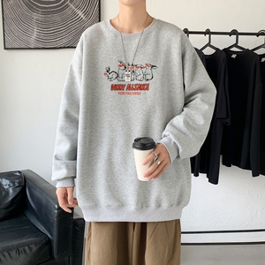 Y2542P38！21年秋冬新款港风日系大码印花长袖圆领卫衣男图片