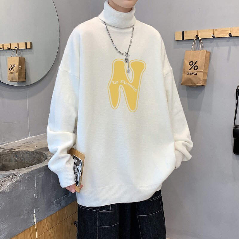 MG5544P65美式vintage潮牌字母印花高领长袖毛衣男女时尚嘻哈,男装针织衫/毛衣,星座510A-6