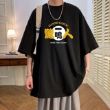 T7052P29校园中高考试励志中文字印花纯棉短T夏落肩款宽松T，男装T恤，星座510A-6
