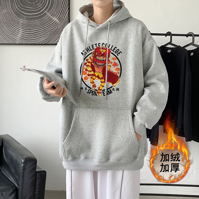 LR2988P65港风模特秋新款港风ins外套男加绒加厚卫衣套头连帽卫衣,男装卫衣,星座510A-6