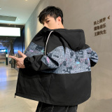JK5216P90港风宽松夹克流行长袖外套流行男装休闲印花连帽夹克，男装夹克，星座510A-6