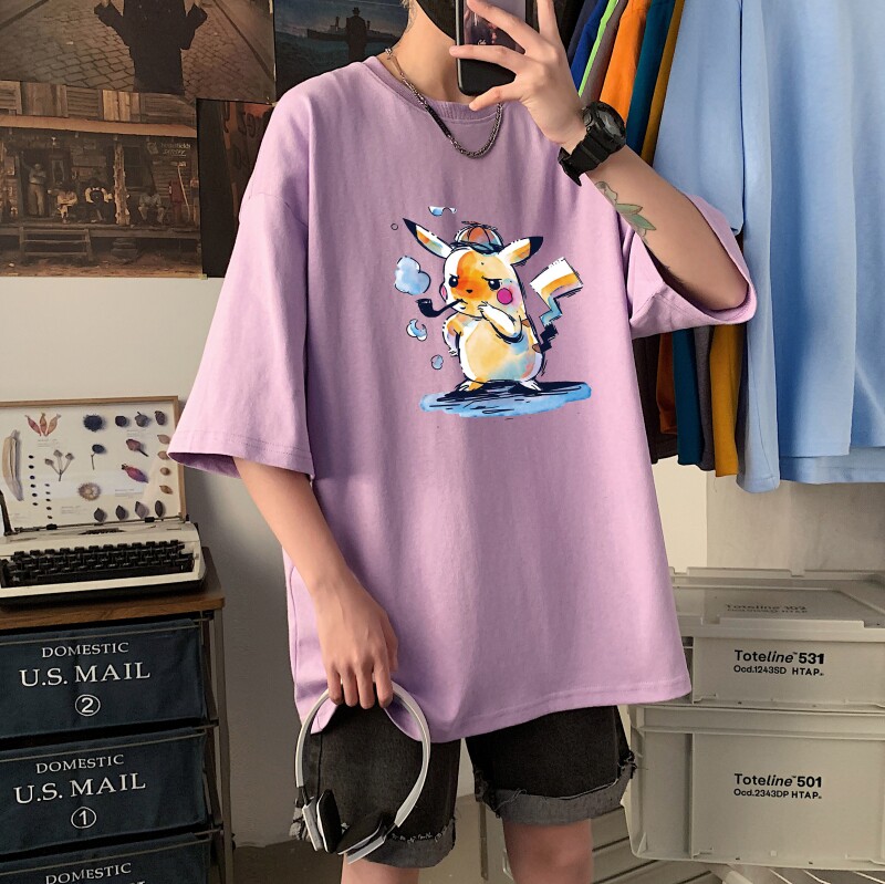 T3352P25春夏新款2022男宽松T恤港风落肩纯棉男T短袖仓库正常配送,男装T恤,星座510A-6