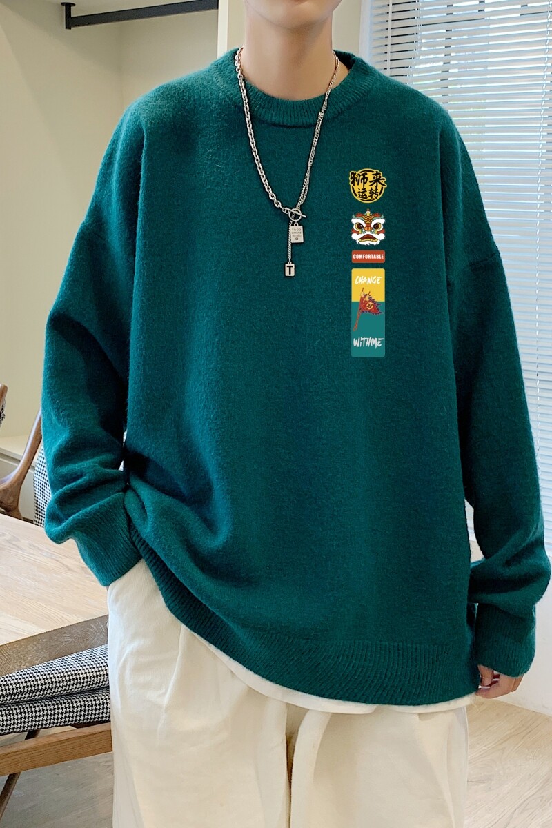 MD2854P55男生秋季宽松毛衣外套男士潮流休闲针织衫圆领毛衣上衣,男装针织衫/毛衣,星座510A-6