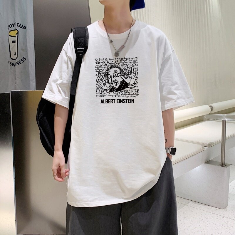 T3476P25新港风落肩纯棉T短袖字母卡通印花T恤2022男宽松圆领T恤,男装T恤,星座510A-6