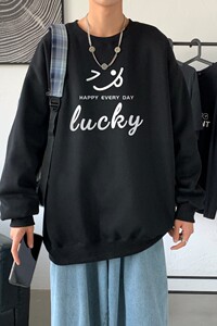 Y2297P38！21年秋冬新款港风日系大码印花长袖圆领卫衣男图片