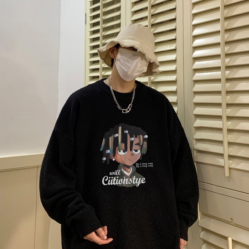 MD7358P45男生秋冬宽松毛衣外套男士潮流休闲针织衫圆领毛衣上衣,男装针织衫/毛衣,星座510A-6