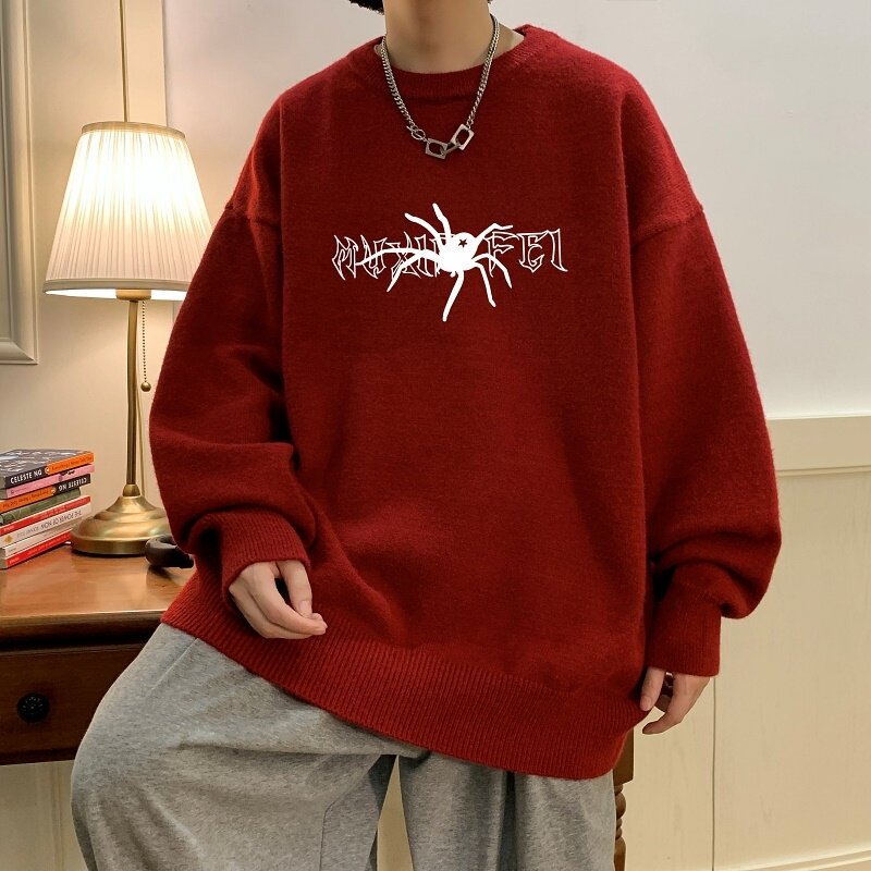 MD7362P45男生秋冬宽松毛衣外套男士潮流休闲针织衫圆领毛衣上衣,男装针织衫/毛衣,星座510A-6