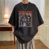 T6236P25夏2023落肩款宽松棉T男士T恤港风印花纯棉短T，男装T恤，星座510A-6