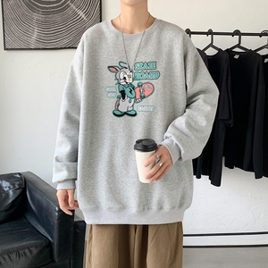Y2557P38！21年秋冬新款港风日系大码印花长袖圆领卫衣男图片