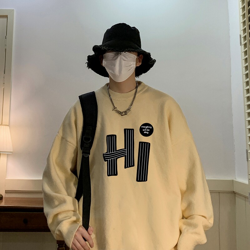 MD7357P45男生秋冬宽松毛衣外套男士潮流休闲针织衫圆领毛衣上衣,男装针织衫/毛衣,星座510A-6