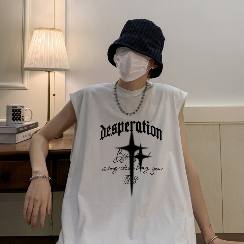 TW6637P25夏季男士t恤坎肩背心篮球宽松无袖纯棉潮牌个性潮流运动图片