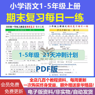 2025小学语文数学一二三四五年级上下册期末冲刺计划每日一练21天复习电子版