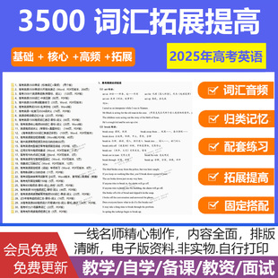 2026高中3500单词高考英语词汇31个专题词组固定短语高频归类单词表电子版资料可编辑可打印高一高二高三高考预习复习