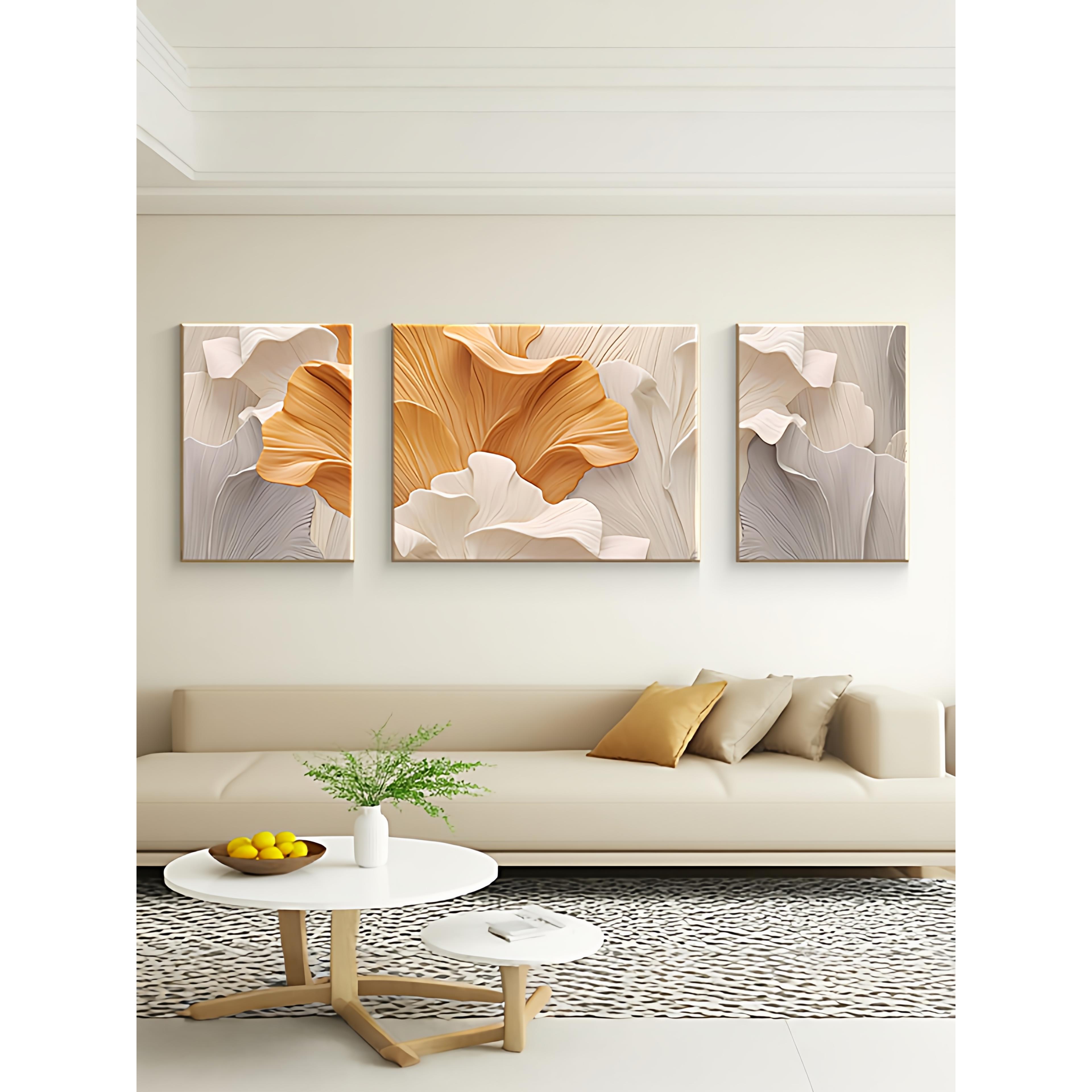 奶油风客厅装饰画2025新款抽象沙发背景墙挂画轻奢高级感三联壁画