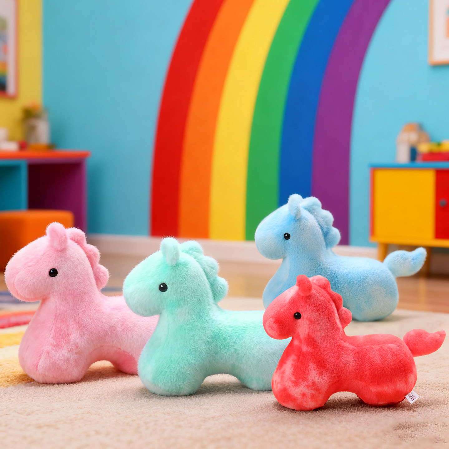 马年吉祥物公仔彩虹马玩偶娃娃生肖马毛绒玩具抱枕新年儿童小礼物