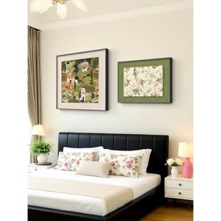 中古风卧室床头装饰画主卧房间挂画2025新款轻奢高级感墙壁画大气