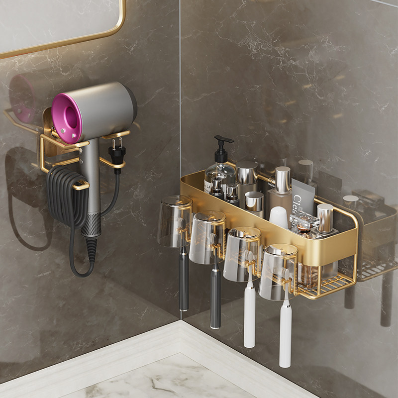 高颜值牙刷置物架轻奢浴室洗漱台牙杯架家庭卫生间壁挂免打孔牙具